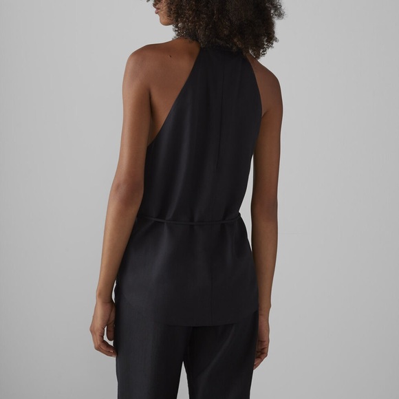 Club Monaco Black Cross Over Halter Sleeveless Blouse - Picture 3 of 9